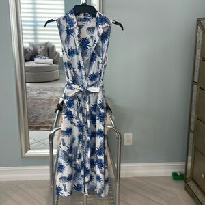 Chetta B blue pineapple print dress 10